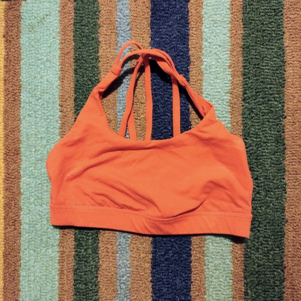 Lululemon Sports Bra Racerback 6 Coral Strappy Orange - Picture 2 of 2